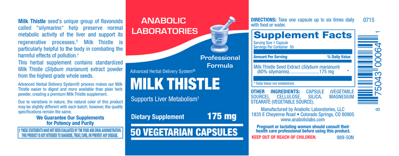 Milk Thistle 175 mg (Anabolic Laboratories) Label