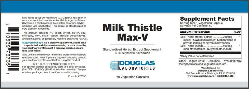 Milk Thistle Max-V Douglas Labs Label