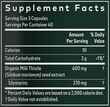 Milk Thistle Seed 120ct (Gaia Herbs) supplement facts