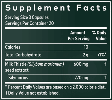 Milk Thistle Seed 60ct (Gaia Herbs) supplement facts
