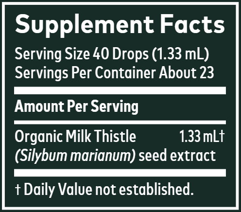 Milk Thistle Seed Low Alcohol 1oz (Gaia Herbs) supplement facts