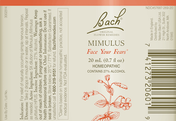 Mimulus Flower Essence (Nelson Bach) Label