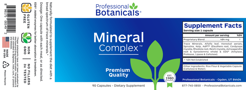 Mineral Complex 500 mg (Professional Botanicals) Label