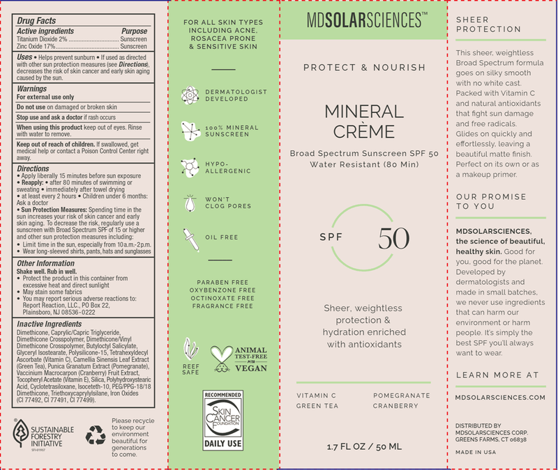 Mineral Crème SPF 50 (MDSolarSciences) 1.7oz Label