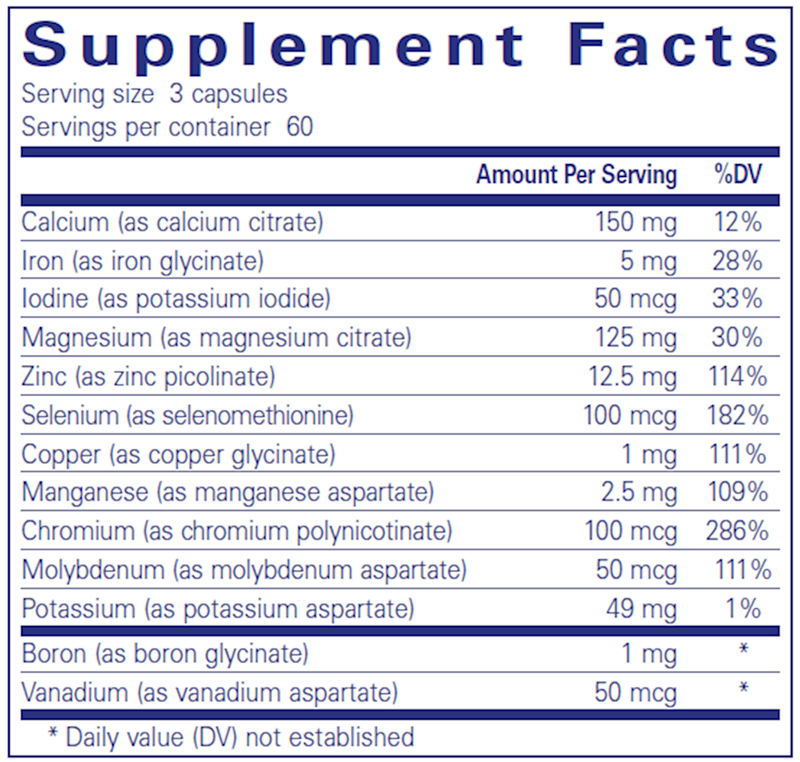 Mineral 650 (Pure Encapsulations) supplement facts