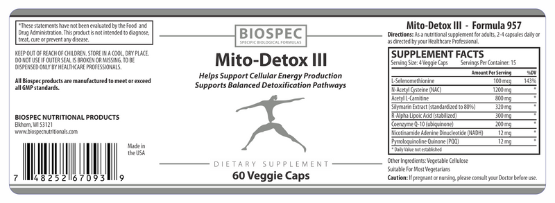 Mito-Detox III (Biospec Nutritionals) Label