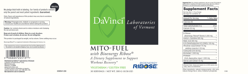 Mito Fuel DaVinci Labs Label