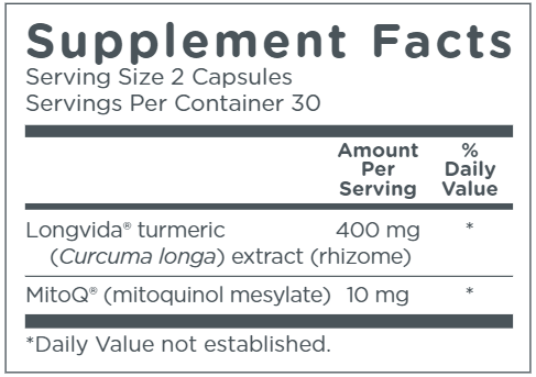 MitoQ + Curcumin (MitoQ) supplement facts