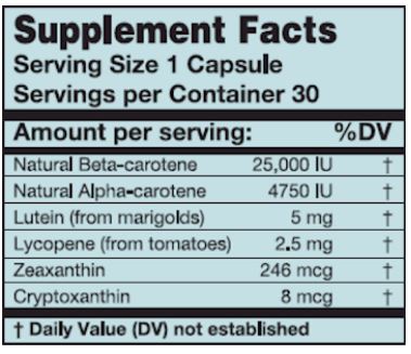 Mixed Carotenoids (Karuna Responsible Nutrition) Supplement Facts