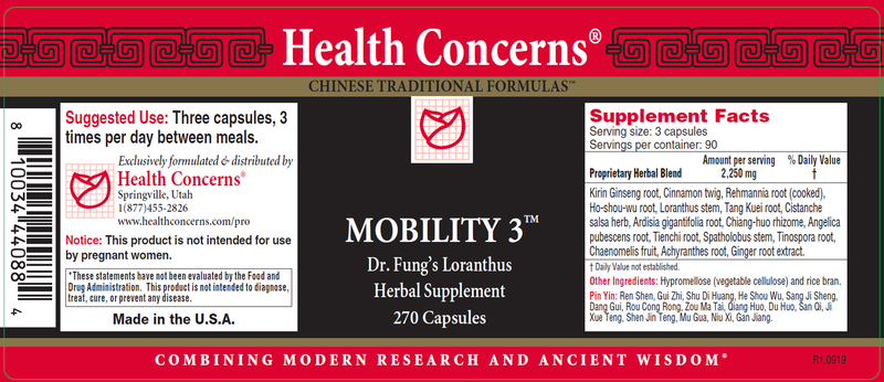 Mobility 3 (Health Concerns) 270ct Label