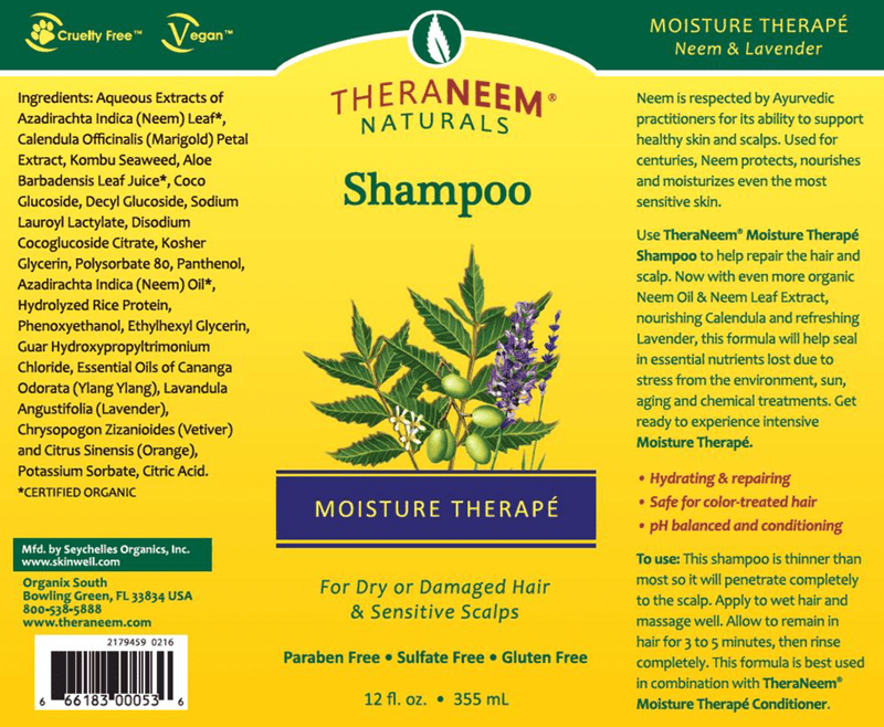 Moisture Therape Shampoo (Theraneem) Label