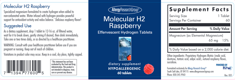 Molecular H2 Raspberry (Allergy Research Group) label