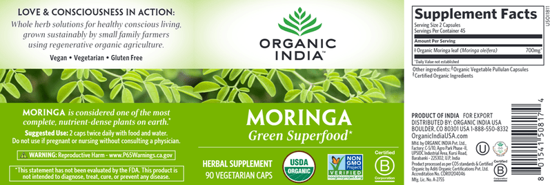 Moringa (Organic India) Label