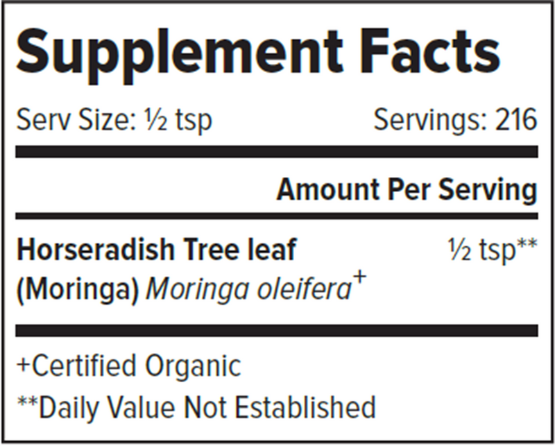 Moringa Powder (Banyan Botanicals) Supplement Facts
