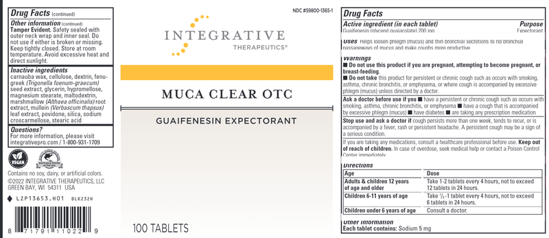 Muca Clear OTC (Integrative Therapeutics) Label