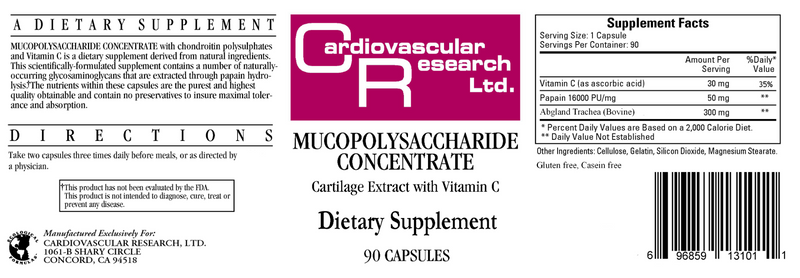 Mucopolysaccharide Concentrate (Ecological Formulas) Label