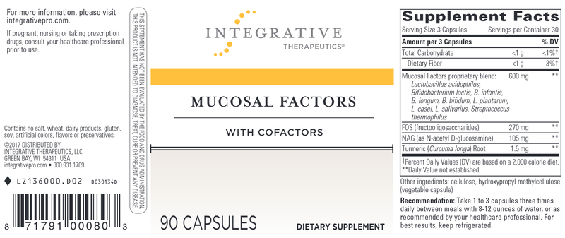 Mucosal Factors Intestinal Balance (Integrative Therapeutics) Label