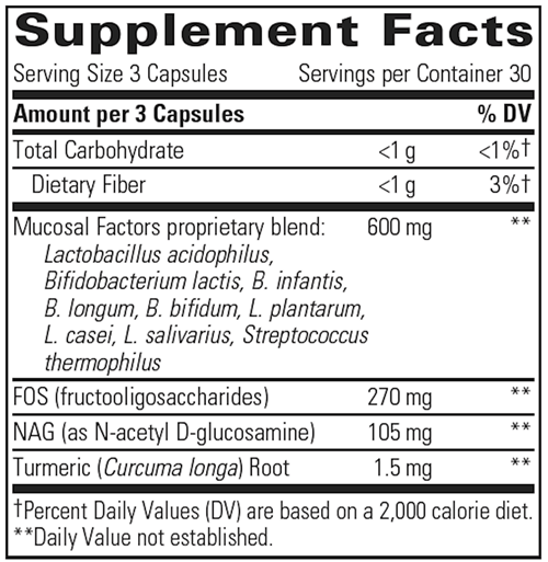 Mucosal Factors Intestinal Balance (Integrative Therapeutics) supplement facts