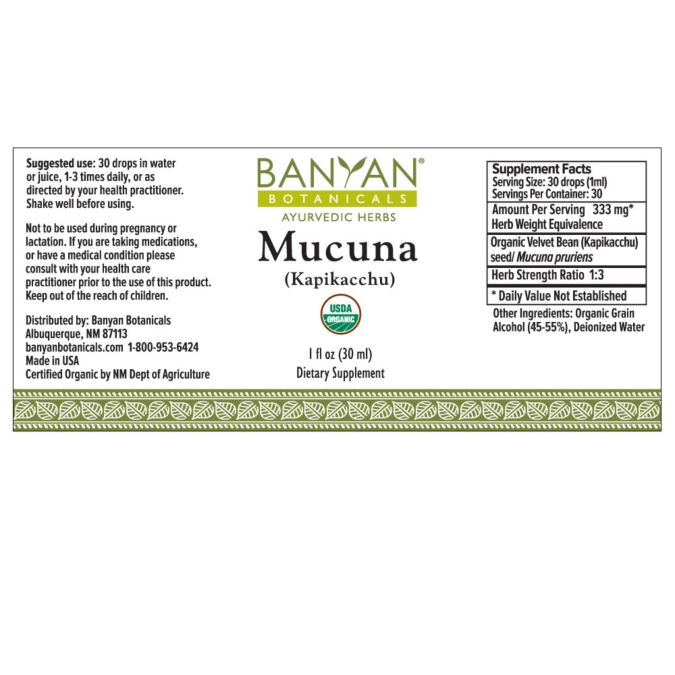 Mucuna (Kapukacchu) Liquid Extract (Banyan Botanicals) Label