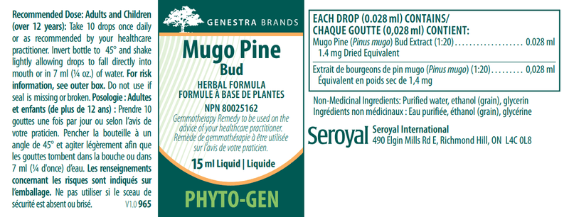 Mugo Pine Bud Genestra Label