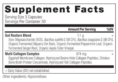 Multi Collagen Gut Restore 90 Capsules (Ancient Nutrition) Supplement Facts