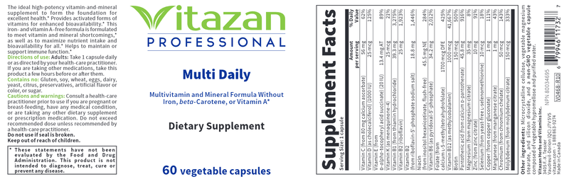Multi Daily (Vitazan Pro) Label