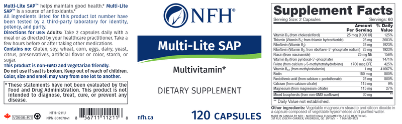 Multi-Lite SAP (NFH Nutritional Fundamentals) Label