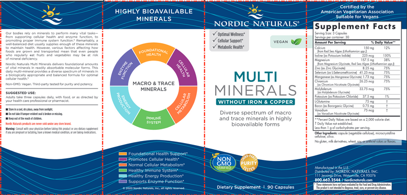 Multi Minerals without Iron & Copper (Nordic Naturals) Label