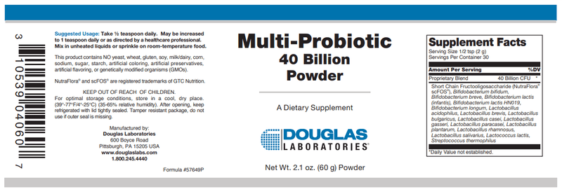 Multi Probiotic 40 Billion Powder Douglas Labs Label