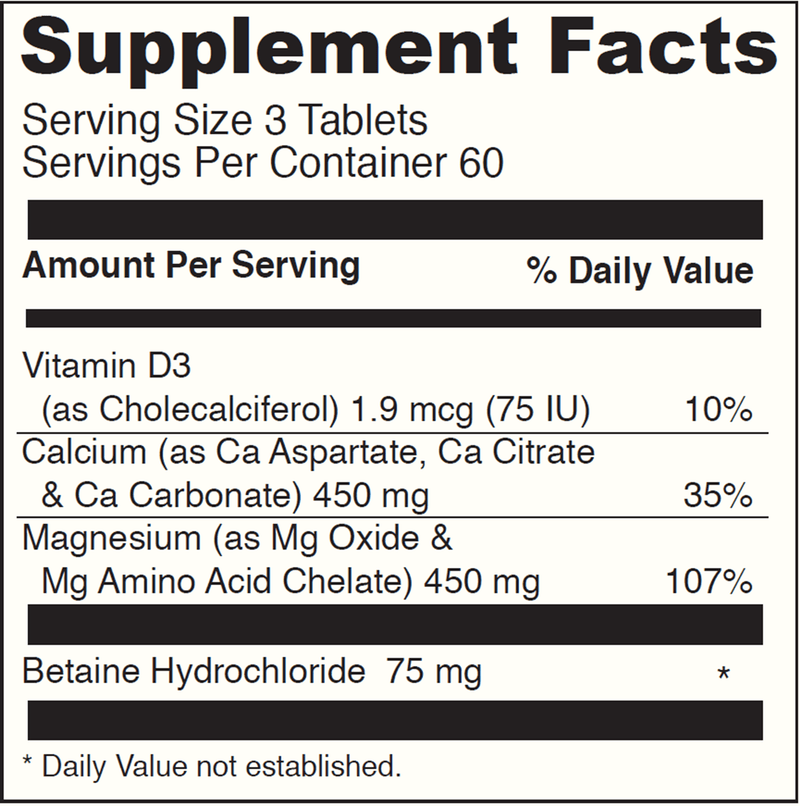 Multi Source Cal Mag DaVinci Labs Supplement Facts