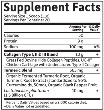 Multi Source Collagen Turmeric Apple Cinnamon (Garden of Life) Supplement Facts