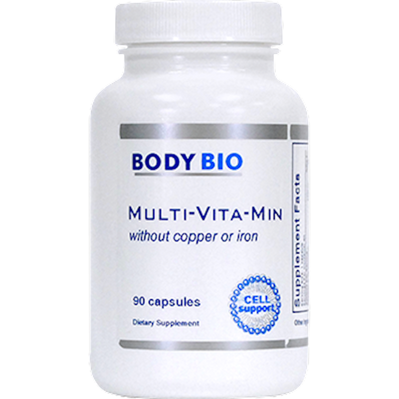 Multi-Vita-Min without Copper or Iron (BodyBio) Front