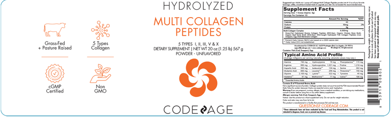 Multi Collagen Peptides Powder Codeage Label
