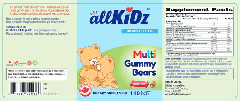 Multi Gummy Bears allKiDz Label