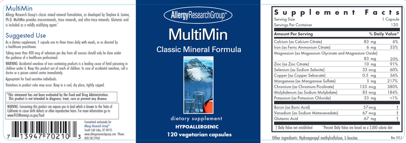 MultiMin (Allergy Research Group) label