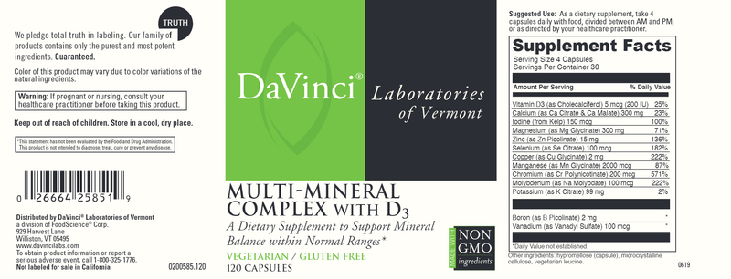 Multi Mineral Complex With D3 DaVinci Labs Label