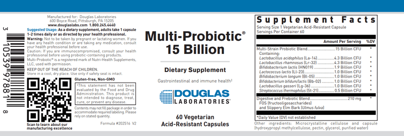 Multi Probiotic 15 Billion Douglas Labs Label