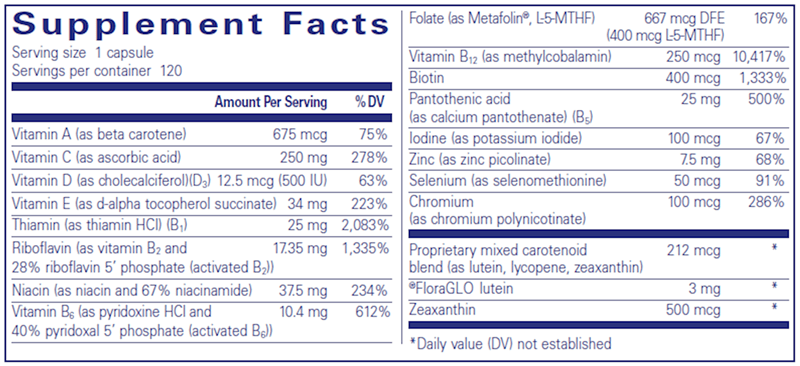 Multi TD 120 caps (Pure Encapsulations) supplement facts