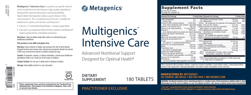 Multigenics Intensive Care-Iron (Metagenics) Label
