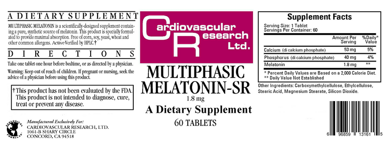 Multiphasic Melatonin-SR 1.8 mg (Ecological Formulas) Label