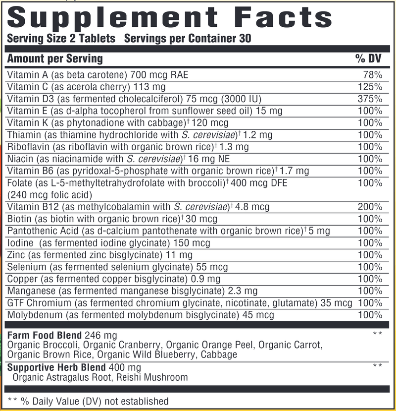 Multi for Daily Immune Support (MegaFood) Supplement Facts