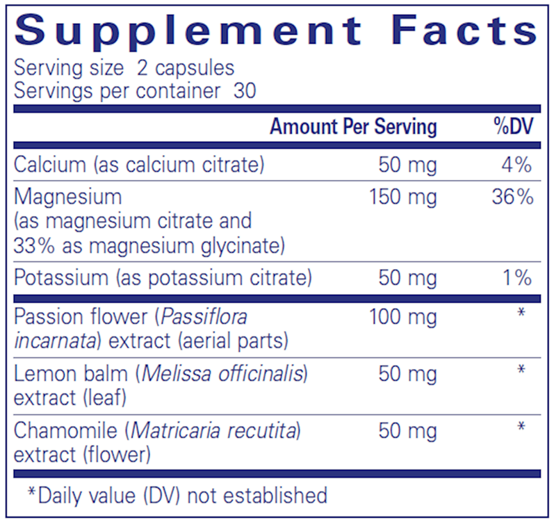Muscle Cramp Tension Formula 60 caps (Pure Encapsulations) supplement facts