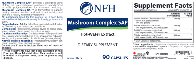 Mushroom Complex SAP (NFH Nutritional Fundamentals) Label