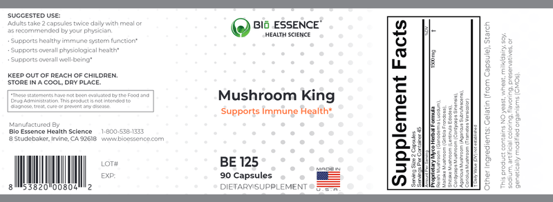 Mushroom King (Bio Essence Health Science) Label