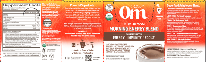 Mushroom Morning Energy (Om Mushrooms) Label