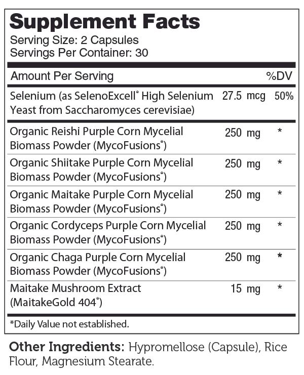 Myco5Defense Organic (Advanced Nutrition by Zahler) Supplement Facts