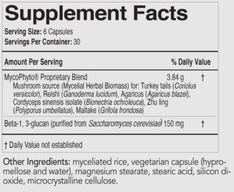 MycoPhyto Complex Supplement Facts Label