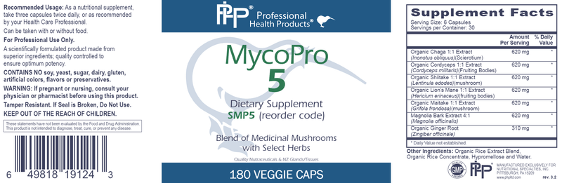 MycoPro 5 Professional Health Products Label
