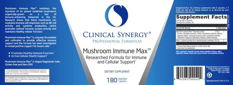 Mycoceutics Immune Max (Clinical Synergy) Label