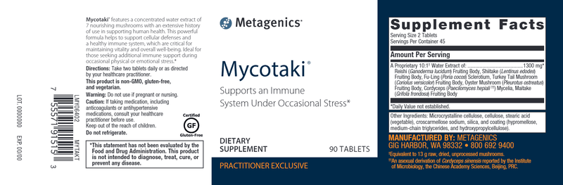 Mycotaki (Metagenics) Label